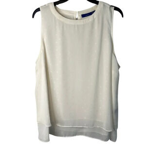 Apt 9‎ Sleeveless White Metallic Sparkle Tank Blouse Plus Size 2XL